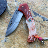 8 İnches Folding Pocket Knife Red and White Handle N690 Steel Camping Knife